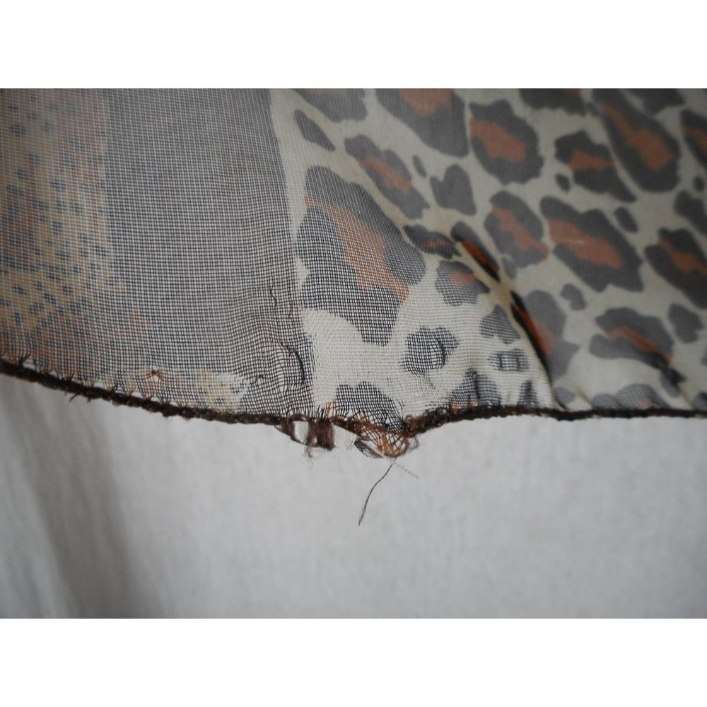 Leopard Print Big Cat Rectangle Scarf Sheer Browns / Cream / Black - Picture 3 of 3